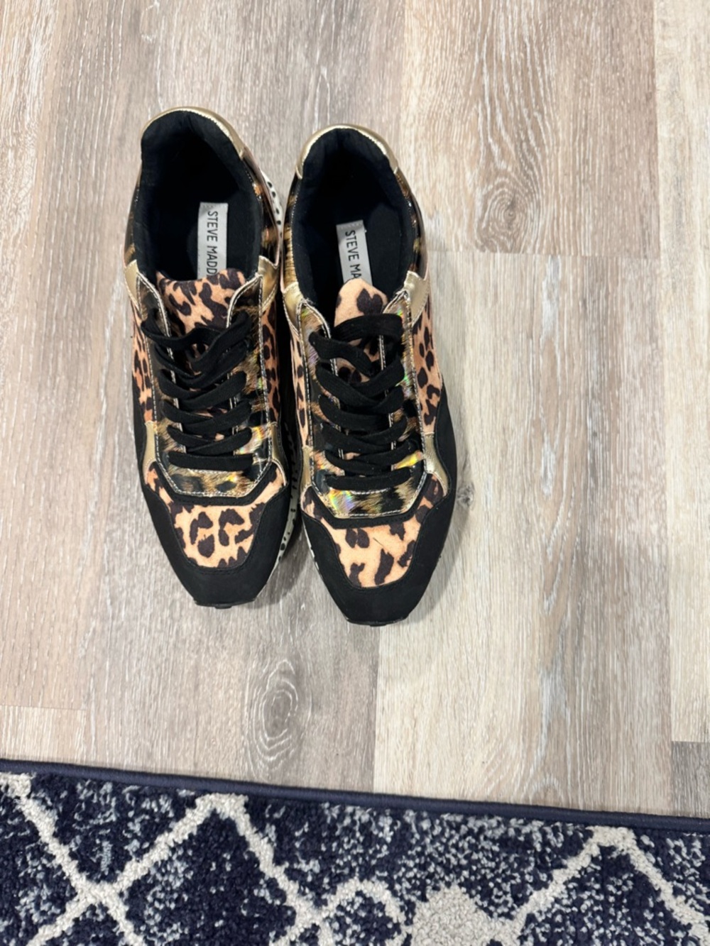 Steve Madden Leopard Print Low-Top Sneakers with Iridescent Accents